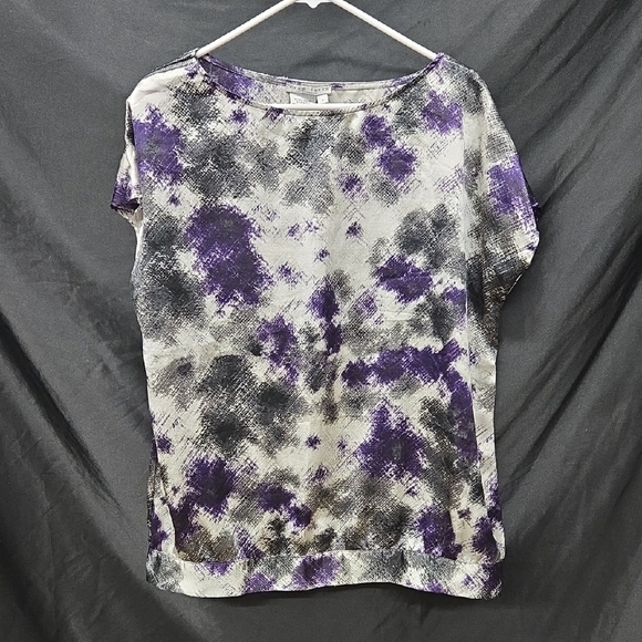 Fred David Abstract Purple and Gray Short Sleeve Top - Picture 1 of 11